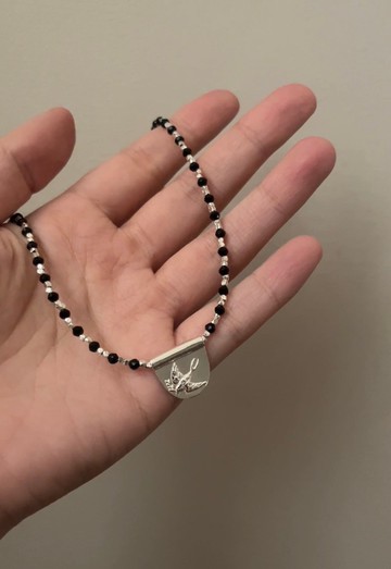 KUÂN KUÂN烏鶖 築巢 天然石項鍊 尖晶石 碎銀珠