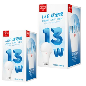 旭光 (6入) LED 燈泡 13W 6500K 白光 E27 全電壓 球泡燈