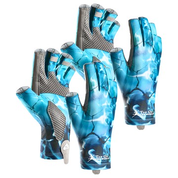 GOLOV.EJOy 運動戶外防曬防滑耐刮高彈冰絲手套 男款 UVS015  2雙  半指藍  均碼