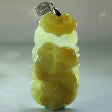 【森茂珠寶】緬甸天然翡翠A貨 蜜糖黃福在眼前墜子 F1817