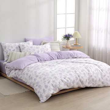 HOYACASA 精梳棉兩用被床包組(天絲入棉30%)－琉璃花曦 (單/雙/加