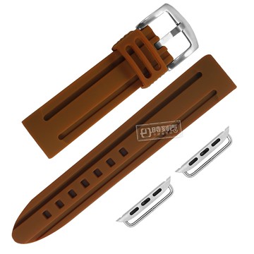 Apple Watch / 38.40.42.44mm / 蘋果手錶替用錶帶 蘋果錶帶 加厚 運動型 矽膠錶帶 褐色 ＃804-13-LBN