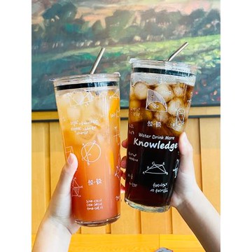 1升大容量玻璃杯高顏值耐高溫喝水杯子女生帶蓋帶吸管牛奶果汁杯