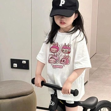 Mimo⭐女童純棉時尚短袖t恤上衣女寶寶拉布布寬鬆圓領半袖童裝1