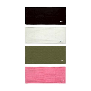 NIKE SOLID CORE 毛巾80x35cm 旅遊 居家 運動 素色 純棉 吸水佳 多色 軍綠 黑 米綠 珊瑚枚粉