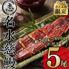 鹿児島県産うなぎ蒲焼名水慈鰻5尾(合計700g~800g)