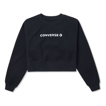 (WMNS) Converse Wordmark Fleece Crew Top 'Black'