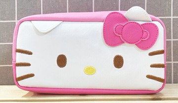 【震撼精品百貨】Hello Kitty 凱蒂貓 Hello Kitty日本SANRIO三麗鷗KITTY化妝包/筆袋-大臉粉*12956 震撼日式精品百貨