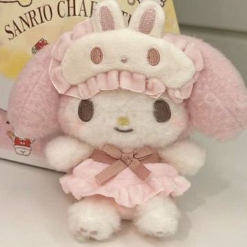 台灣發貨/免運 可愛睡衣眼罩系列 帶睡衣眼罩 kitty貓 毛絨挂件卡通 毛毛挂飾 粉色可愛毛絨