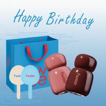 快速出貨【fwee】生日快樂🎉 玫瑰心動鎖色唇露2入+品牌手拿鏡(附提袋)