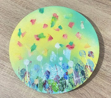 綠光森林 壓克力綜合媒材原創作品 (25X25X1.5 cm)