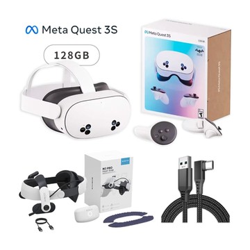 META Quest 3S 128G VR主機+M3 Pro電池頭戴+傳輸線