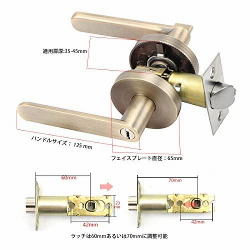 堅塁金物 レバーハンドル錠 ドアノブ 室内 寝室 玄関 浴室に適用 (平方-黒 直売特注品