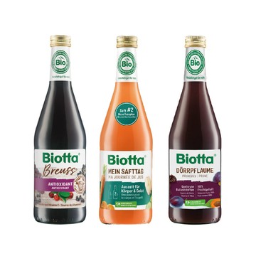 Biotta 全席家宴組布魯士漿果綜合發酵蔬果汁+胡蘿蔔姜汁肉桂複合植物蔬果汁+消化(西梅)綜合果汁