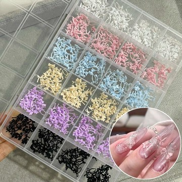 🎀台灣出貨🎀 彩色迷你蝴蝶結美甲小飾品ins爆款穿戴甲光療甲DIY領結飄帶配飾鑽