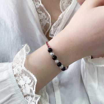 手鍊 手環 飾品 女生手鍊 新中式 純銀手鍊 黑瑪瑙手鍊 民族風 串珠手鍊 紅繩手鍊 高級感 百搭 首飾 手飾 467
