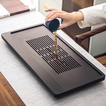 長方竹制茶盤胡桃色家用瀝水茶臺現代簡約儲水排水茶海干泡盤托盤