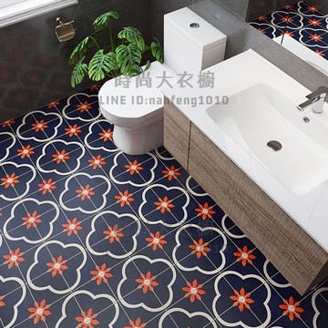 廚房拼花地面瓷磚翻新地貼自粘INS北歐風簡約衛生間防水地磚貼紙【時尚大衣櫥】