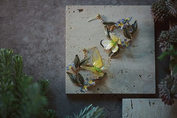 蝶舞 春天故事 水晶花樹脂花耳環 可改純銀耳針/14K包金耳夾