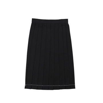 JK制服長裙校服優等生日本正統純色日系黑色基礎款百褶不良半身裙