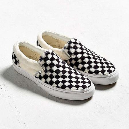 VANS Slip-On 絨毛 棋盤格黑白 一腳蹬 男女 滑板鞋 膠底 百搭 帆布鞋 VN0A38F7Q0X