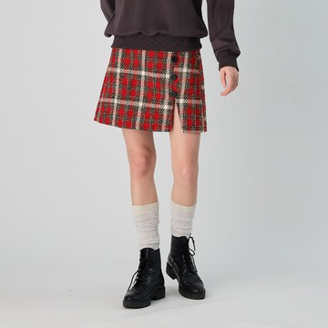 OUWEY歐薇 龐克英倫風格紋織紋短裙(紅色；S-L)3234322005