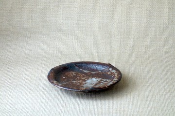 信樂燒 輪花皿 信濃釉c 手作陶瓷小盤 分裝盤