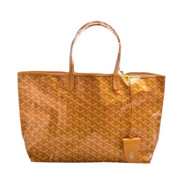GOYARD 經典St. Louis PM防水帆布LOGO磁吸吊飾購物包(中-黃-附收納袋)