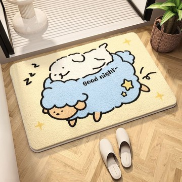 地墊🎀 線條小狗仿羊絨地毯浴室吸水防滑地墊淋浴間門口腳墊洗手間地毯