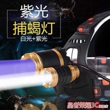 頭燈 蝎子燈專用捕蝎紫光超亮抓捉照蝎子燈白加紫光頭戴式強光手 雙12購物節免運免運