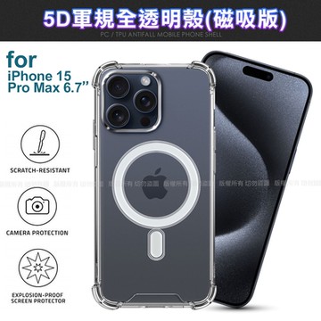 CITY BOSS for iPhone 15 Pro Max 6.7 5D軍規全透明殼-磁吸版