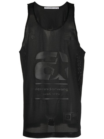 Alexander Wang - embossed-logo mesh tank top - men - Polyester - M - Black