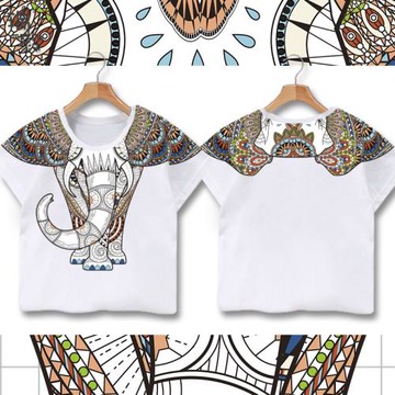 大象圖騰泰國吉祥如意民族風兒童裝速干T恤衫短袖男女學生款半袖