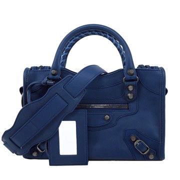 BALENCIAGA 巴黎世家 Mini City銀釦機車包(藍色) / 展示品