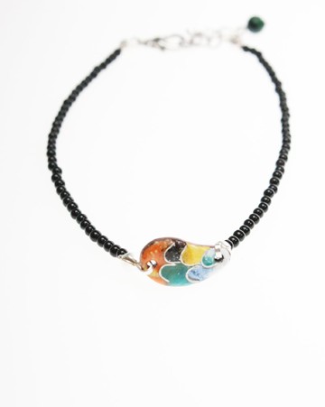 A Drop of Tear彩色眼淚琺瑯腳鍊(橘/黑)