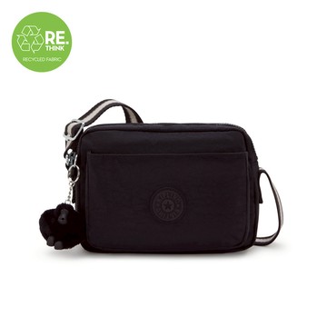 (網路獨家款)黑底拼接織帶多層隨身斜背包-ABANU M