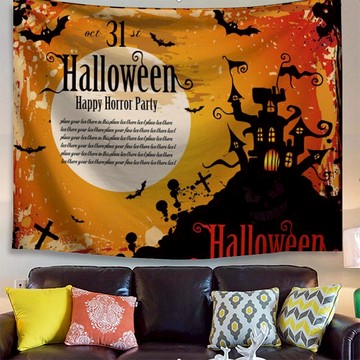 鬼怪古堡【贈星星燈+安裝包+】萬聖節布置裝飾掛布歐掛布IG掛布爆款 (沙灘巾 背景布 ins拍攝布景 掛畫 掛毯掛布 牆面裝飾背景布 拍攝牆 牆壁裝飾 巫婆 南瓜 鬼屋 蝙蝠 萬聖節 Halloween trick or treat 幼兒園 )