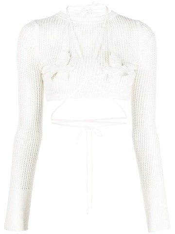 Andreadamo Fishnet Knit Crop Top With Cut-Out