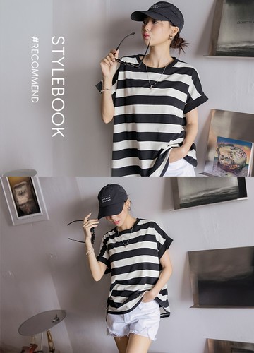 黑白橫紋100％棉質上衣