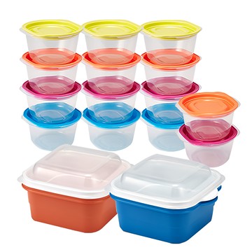 cimelax Cook Bop 可微波料理蒸盒 2入組 + 保鮮盒 14入組 快速料理 可微波加熱 密封保鮮  顏色隨機  1組