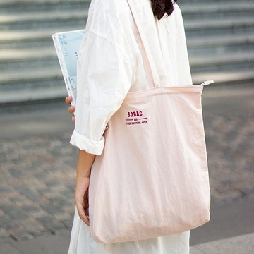 sobag日系大容量尼龍佈單肩包女ins休閒布袋復古原宿風輕便托特包
