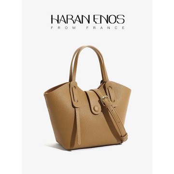 HARAN ENOS小眾復古菜籃子手提托特包2023新款秋冬手拎包斜挎女包
