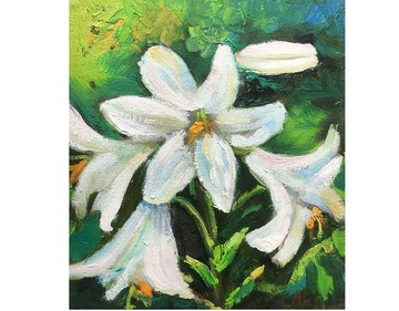 百合畫原創花卉藝術百合油畫奧利夫坎 (OlivKan)