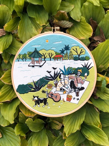 最常約會的老地方-客製化刺繡25X25cm