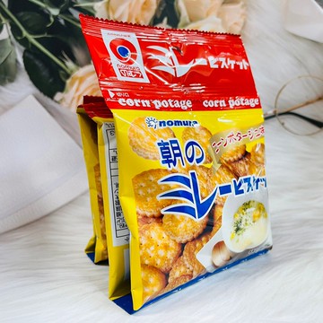 日本 nomura 野村煎豆 美樂 四連餅乾 玉米濃湯風味 120g 美樂圓餅 美樂餅乾｜全店$199免運