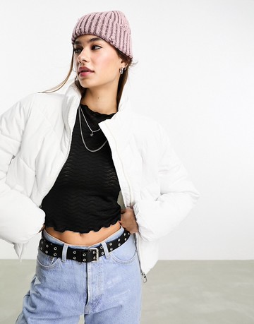 Only high neck padded jacket in white