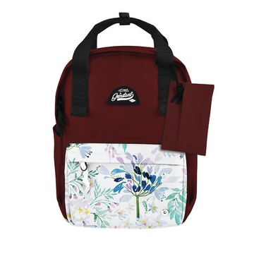 Grinstant混搭可拆組式13吋後背包 - 冒險系列 (深紅色配水彩花)
