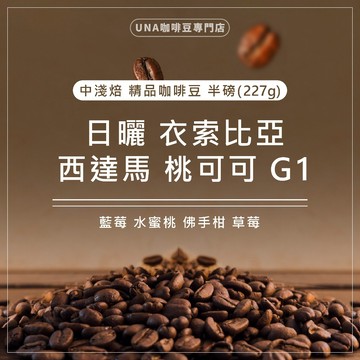 【烘焙前後人工挑除瑕疵豆】日曬 衣索比亞 希達馬 桃可可 G1 咖啡豆 精品咖啡豆 半磅 227g