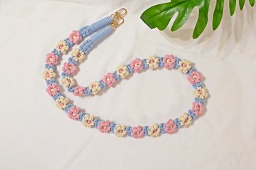 六瓣雙色小花手機掛繩、手機背帶、顏色客製化  / 客製化.交換禮