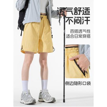 JEEP短褲女2025新款夏季戶外速干跑步運動褲外穿小個子工裝五分褲